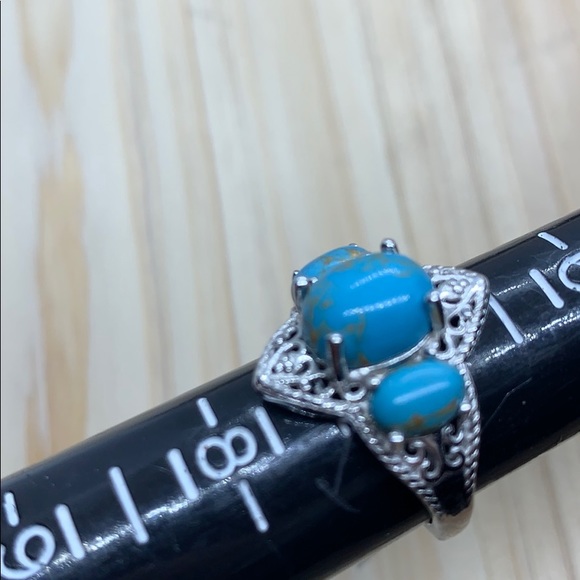 Mojave Blue Turquoise Ring in Platinum Bond Brass - Picture 2 of 6